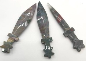 lot 51 image: Decorative Stone Daggers (Lot of 3) - Multicolor & Star Pommels