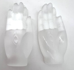 lot 65 image: Selenite Carved Stone Hands Pair