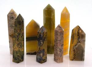 lot 69 image: Agate & Jasper Crystal Points - Polished Obelisks, Assorted Colors, 4-7 in tall