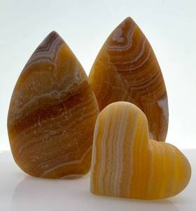 lot 72 image: Orange Calcite Heart & Teardrop Stones - 3-Piece Set