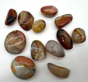 lot 95 image: Agate Stones - Polished Natural Gemstones, Assorted Colors (Lot of 12)
