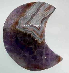lot 104 image: Amethyst Geode Crescent Slice & Display Stone - Natural Purple Amethyst Crystal