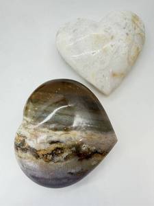 lot 112 image: Ocean Jasper Heart Stones - 2 Pcs