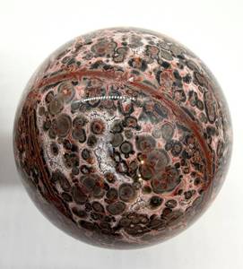 lot 117 image: Orbicular Jasper Sphere - Polished RedBlack Pattern