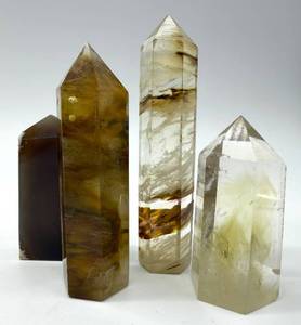 lot 130 image: Natural Quartz Crystal Points - Smoky Quartz & Citrine (Set of 4)