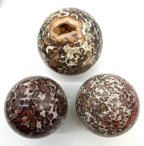 lot 133 image: Ocean Jasper Spheres Orbicular Polished Balls (Lot of 3)