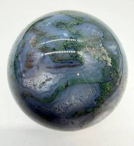 lot 139 image: Moss Agate Sphere - Blue Gray & Green Veins