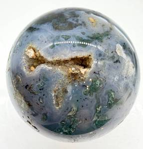 lot 145 image: Ocean Jasper Sphere - Blue-Grey Orb with Green Inclusions