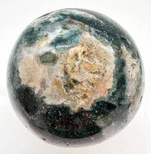 lot 146 image: Moss Agate Sphere - Polished Green Gem Ball with Natural Inclusions for Display