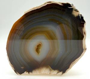 lot 155 image: Natural Agate Geode Slice with Crystal Core - Display Piece