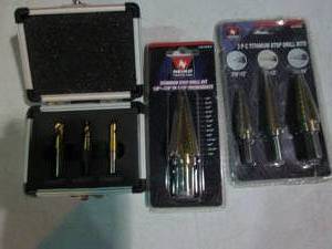 lot 51 image: 3pc titanium step drill bits, incre...