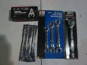 lot 56 image: 3pc flare nut wrench set, 38in rat...