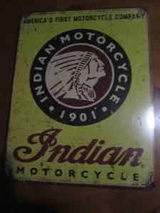 lot 502 image: Indian Mortorcycles metal sign...