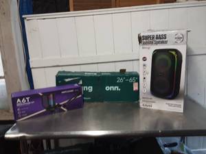 TV mount, microphone, Bluetooth speaker