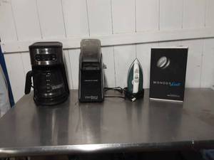 Coffee Pot, Popcorn Maker, Iron, and Wonder Lint