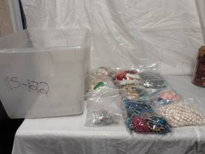 Large misc lot of jewelry making beads With tote