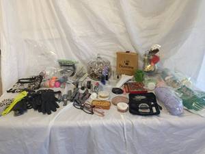 Assortment of jewelry, beauty supplies, and more