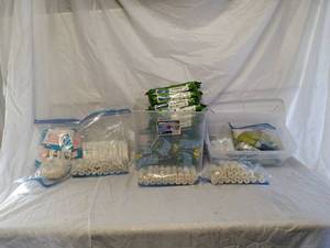 Assorted soaps, wipes, floss and more