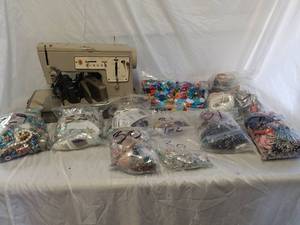 Sewing machine and assorted beads
