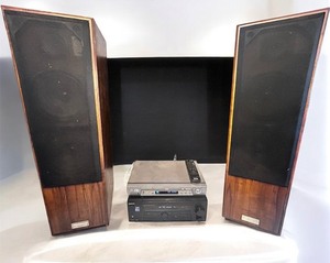 Vintage Jensen tower speakers with Sony av receiver and dvd player