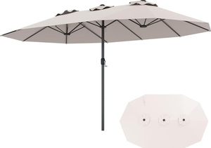lot 3 image: Toolsempire 15ft Patio Umbrella, Double-sided Outdoor Twin Umbrella with Crank Handle & 12 Heavy-Duty Ribs, Rectangular Market Umbrella Parasol for Garden, Deck, Lawn, Pool & Backyard