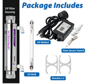 lot 51 image: iSpring UVF11A UV Ultraviolet Light Water Filter with Smart Flow Control Switch 11W, 110V, 10-INCH