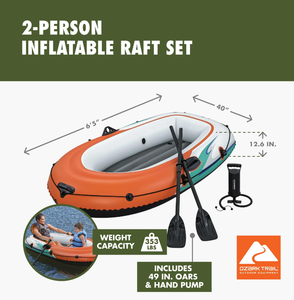 lot 69 image: Ozark Trail 2-Person Inflatable Recreational Raft Set 65 x 40