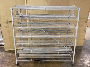 lot 14 image: Double-Sided Metal Shoe Rack On Casters 65x63x30
