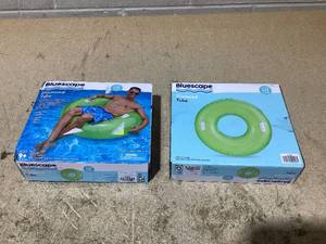 lot 128 image: LOT OF 2 Bluescape Inflatable Diamond Tubes For Pool Over 3Ft Wide