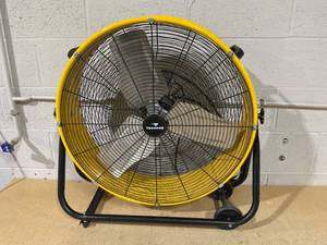 lot 53 image: Tornado 24 High Velocity Metal Portable Tilt Blower Drum Fan - Yellow - 8540 CFM - UL