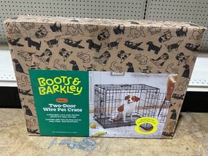 lot 311 image: Boots & Barkley 2 Door Wire Collapsible Dog Crate - S - Black - 24 Inches (L), 20 Inches (H) x 18 Inches (W)