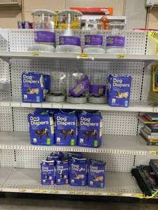LOT OF Dog Diapers & FoodWater Dispensers For Pets