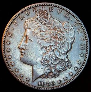 XF 1890-CC Morgan Silver Dollar, Original Surfaces wLuster