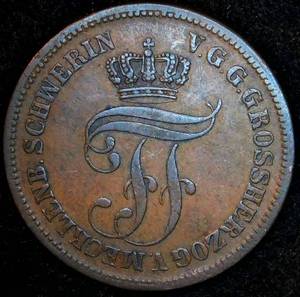 Well Preserved 1872-B Grand duchy of MecklenburgSchwerin (German States) 5 Pfennige, KM#317