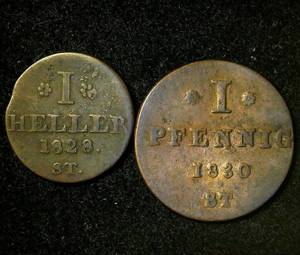 (2) Lippe-Detmold Principality (German States) Coins, Nearly 200 years old, Tougher Finds