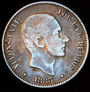 VF 1885 Philippines .835 Silver 50 Centavos, Lettered Edge, Original Surfaces, Beautiful Patina