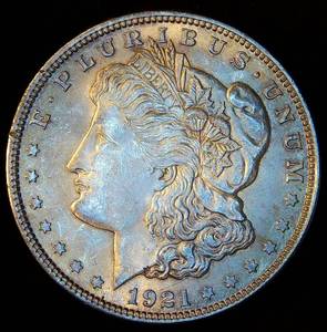 AU 1921 Morgan Silver Dollar, Original Surfaces, Pretty Coin