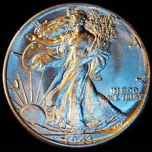 Uncirculated 1943 Walking Liberty Half Dollar, Blazing Mint Luster, Original Bank Roll