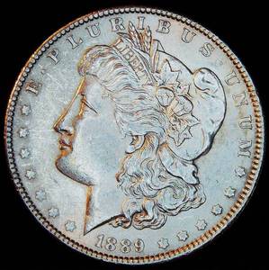 AUAU 1889-P Morgan Silver Dollar, Original Surfaces wPartial Luster