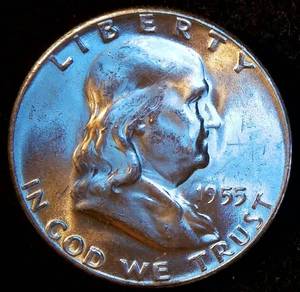 Uncirculated Key Date 1955 Franklin Half Dollar, Full Mint Luster