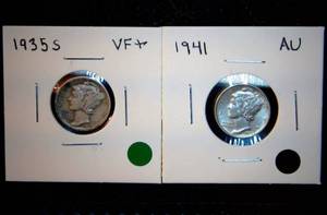 (2) Mercury Dimes 1935-S & 1941-P