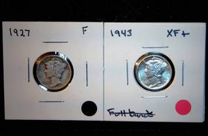(2) Mercury Dimes 1927-P & 1943-P