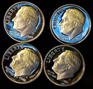(4) 90% Silver Proof Roosevelt Dimes