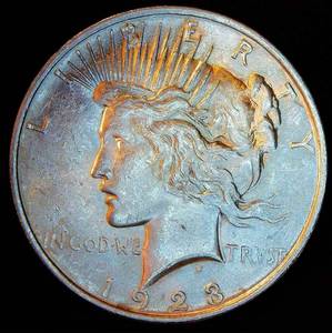 AU 1923 Peace Dollar, Original Surfaces
