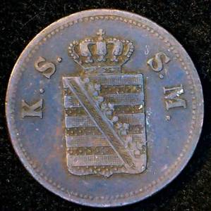1859-F Kingdom of Saxony (German States) 2 Pfennige, 167 years old