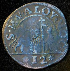 1620-1621 Republic of Venice 12 Bagattini1 Soldo, Early Modern Venetian Hammered Piece, Over 400 Years Old