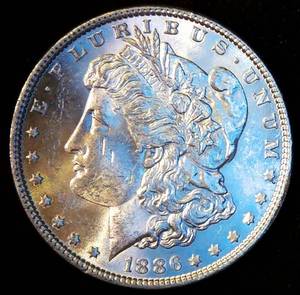 AUBU 1886-P Morgan Silver Dollar, Original Surfaces wPartial Luster