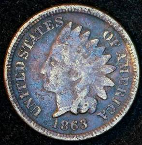 1863 Indian Head Penny, Slightly Better Date