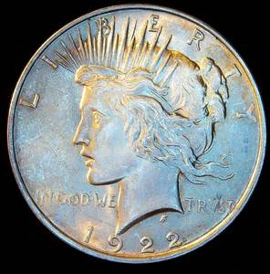 AUAU 1922 Peace Silver Dollar, Original Surfaces
