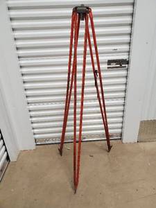 lot 7 image: Survey Tripod  - Orange Metal with 14-20 Mount and Ground Spikes